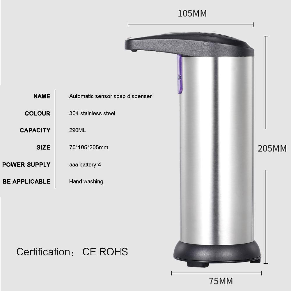 290ML Stainless Steel IR Sensor Touchless Waterproof