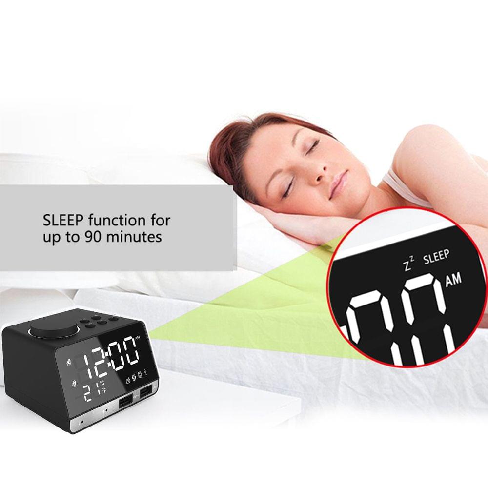 K11 Portable Bluetooth Speaker with Mirror Alarm Clock Super - EU Plug
