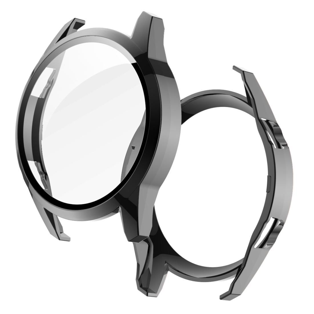 2 in 1 Tempered Glass Screen Protector + Fully Plating PC Case, Size:For Huawei Watch GT2 46mm (Black)