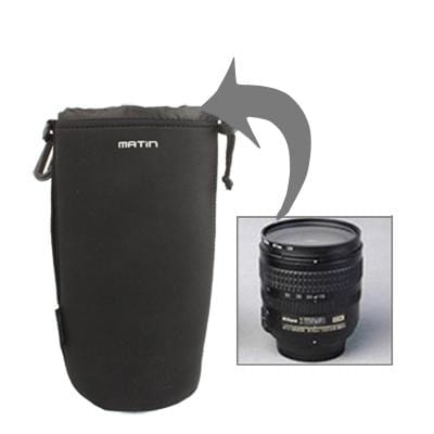 Neoprene SLR Camera Lens Carrying Bag with Clip (Black)