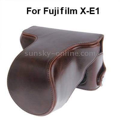Digital Leather Camera Case Bag with Strap for FUJI X-E1 (Coffee)