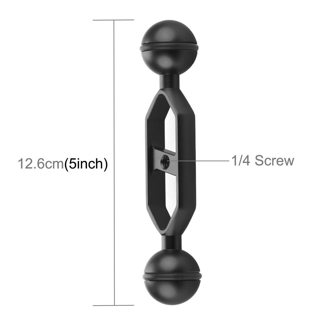 PULUZ 5.0 inch 12.7cm Aluminum Alloy Dual Balls Arm for Underwater Torch / Video Light (Red)