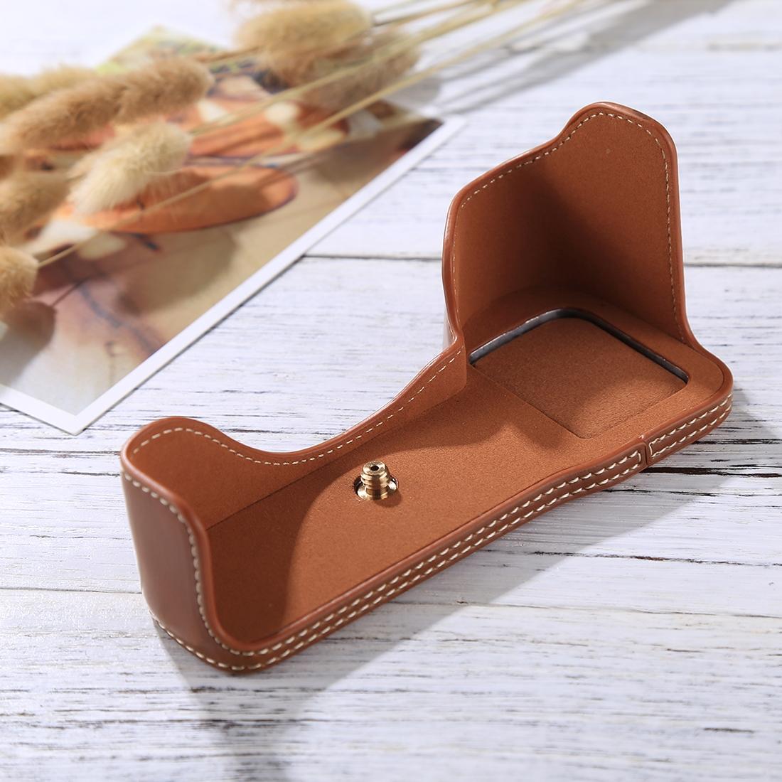 1/4 inch Thread PU Leather Camera Half Case Base for Sony A7S2 / A7R2 / A7K2 / A7 II (Brown)