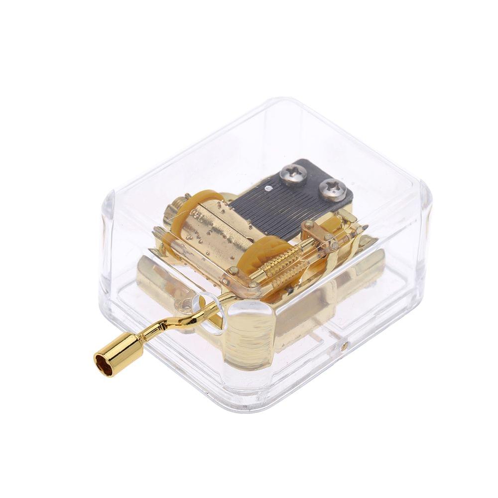 Unique Musical Box Acrylic Hand Crank Music Box Golden