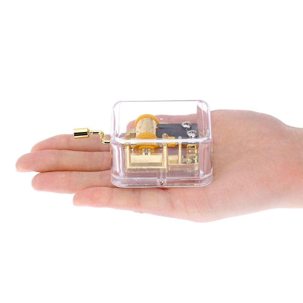 Unique Musical Box Acrylic Hand Crank Music Box Golden