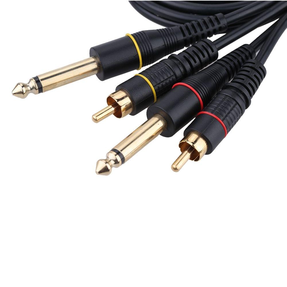 5ft Dual RCA Male Jack to Dual 6.35mm 1/4" TS Male Plug - 1