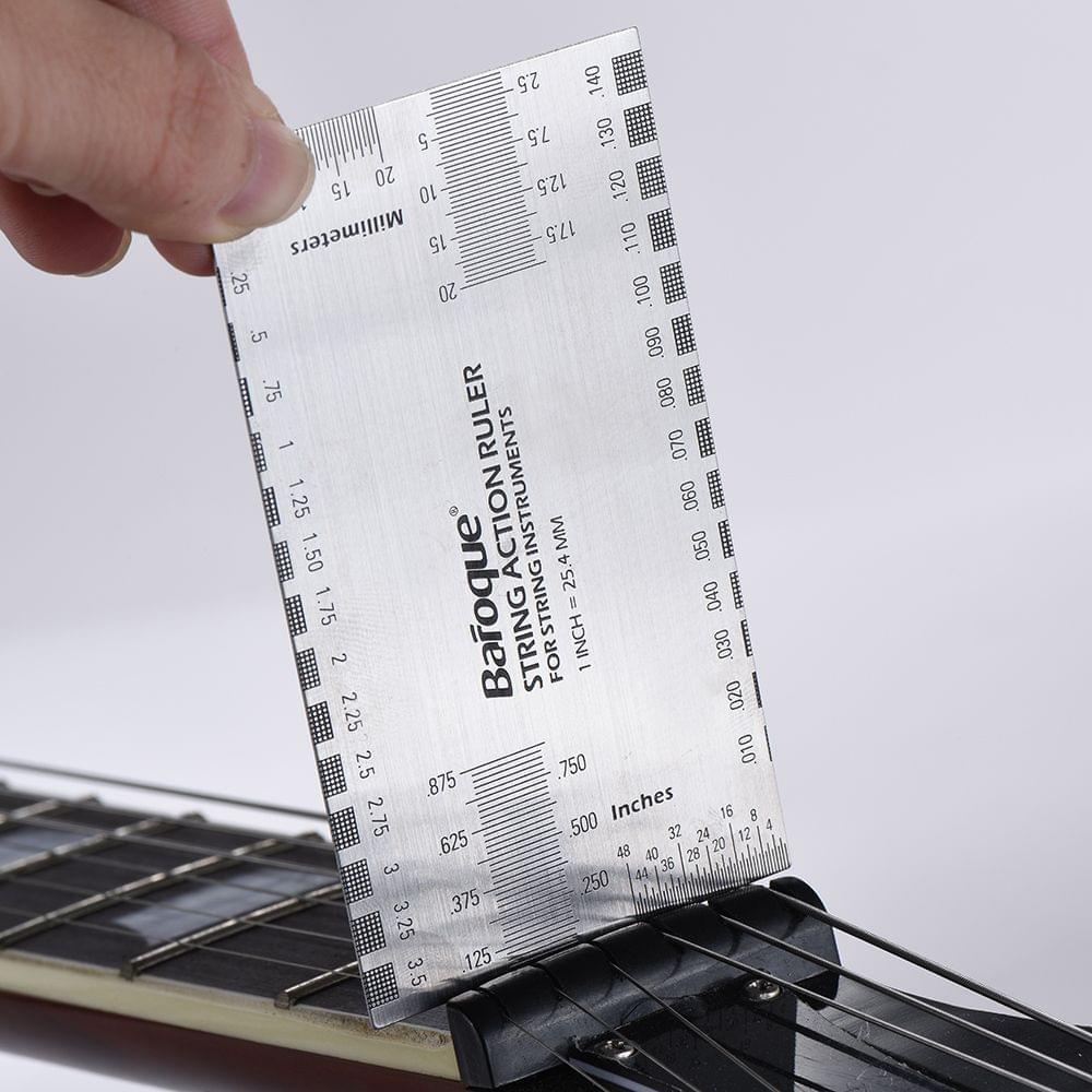 String Action Ruler Gauge Tool in/mm for Guitar Bass
