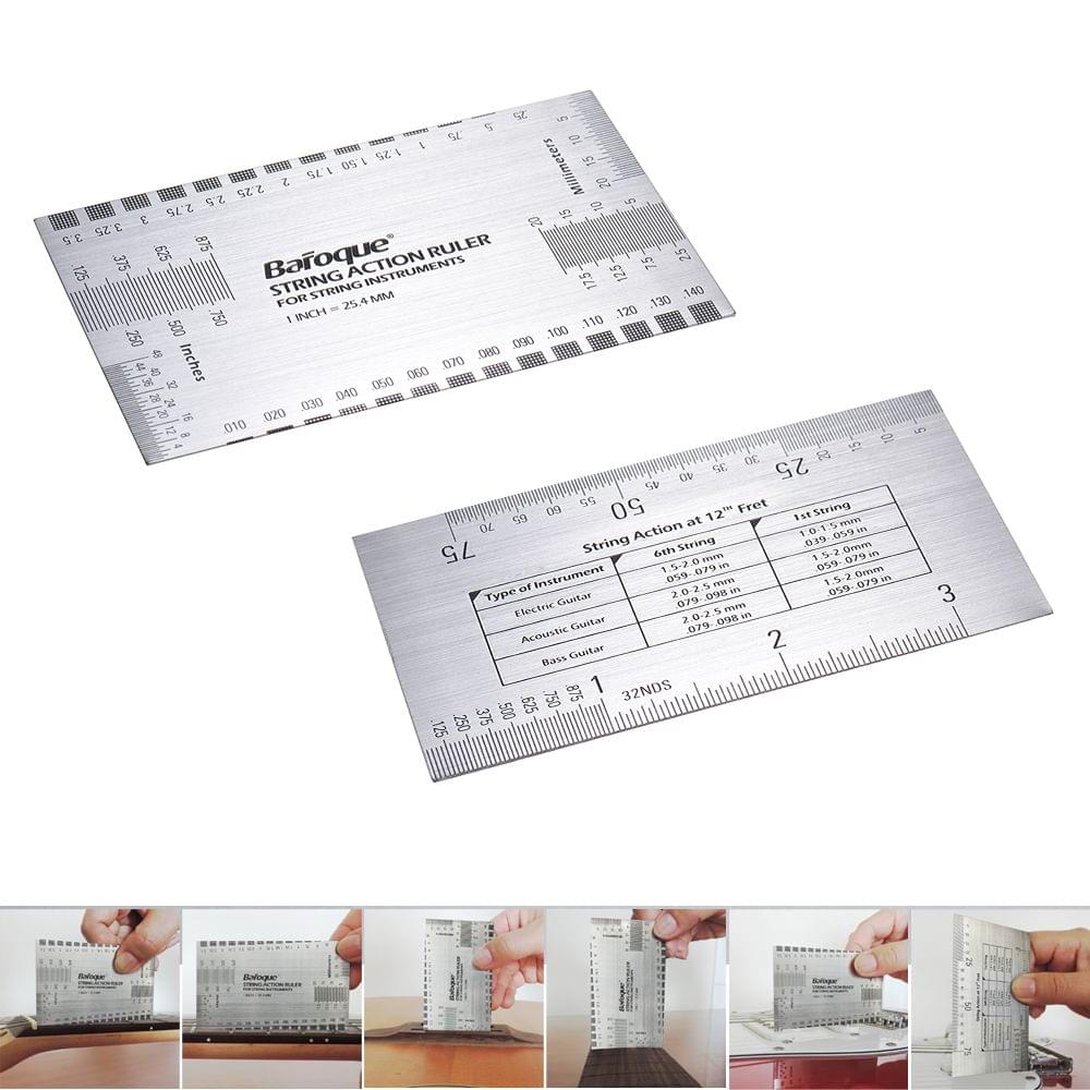 String Action Ruler Gauge Tool in/mm for Guitar Bass