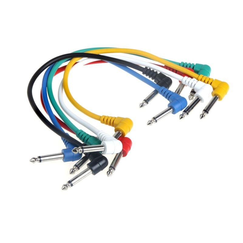 Set of 6pcs Colorful Guitar Patch Cables Angled for Guitar
