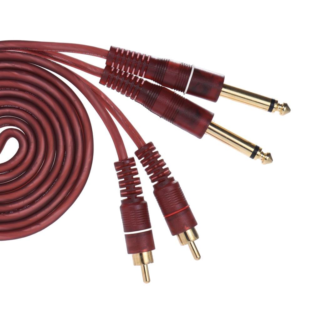 Dual 1/4" 6.35mm TS Plug to Dual RCA Audio Cable Connector - 1.5m
