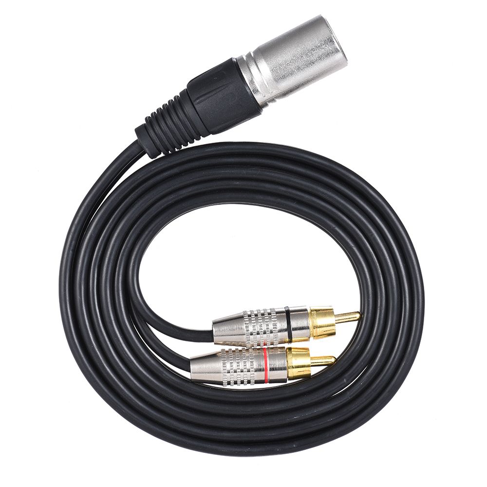 1 XLR Male to 2 RCA Male Plug Stereo Audio Cable Connector Y - 2m