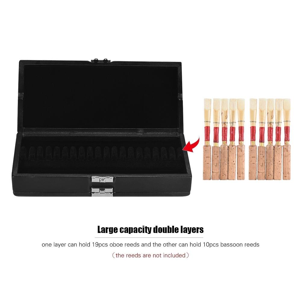 Black Oboe Reed Case Bassoon Reed Case PU Leather Wooden