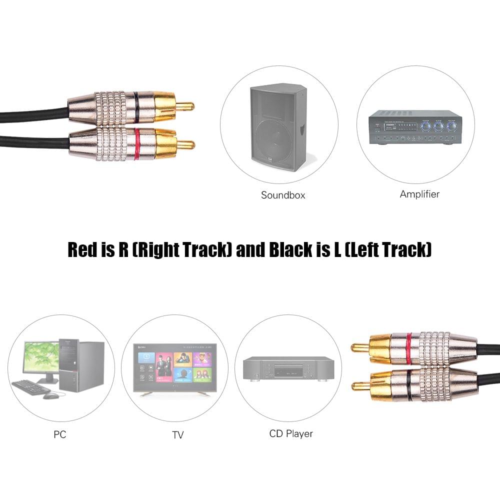 Audio Video Connecting Wires 2RCA to 2RCA Stereo Audio Cable - 2m