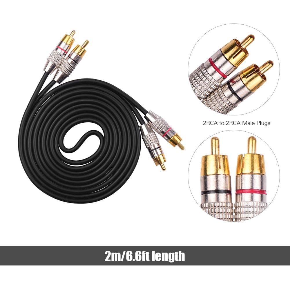 Audio Video Connecting Wires 2RCA to 2RCA Stereo Audio Cable - 2m