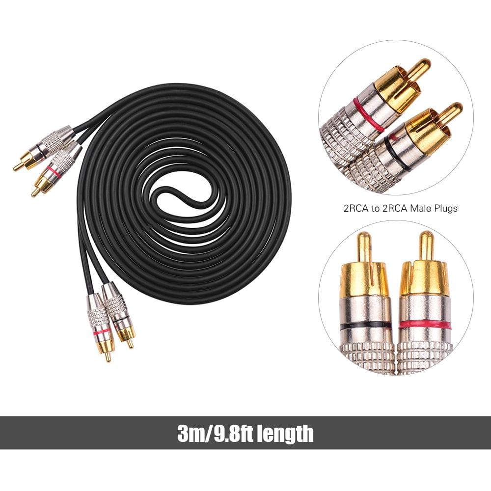 Audio Video Connecting Wires 2RCA to 2RCA Stereo Audio Cable - 3m