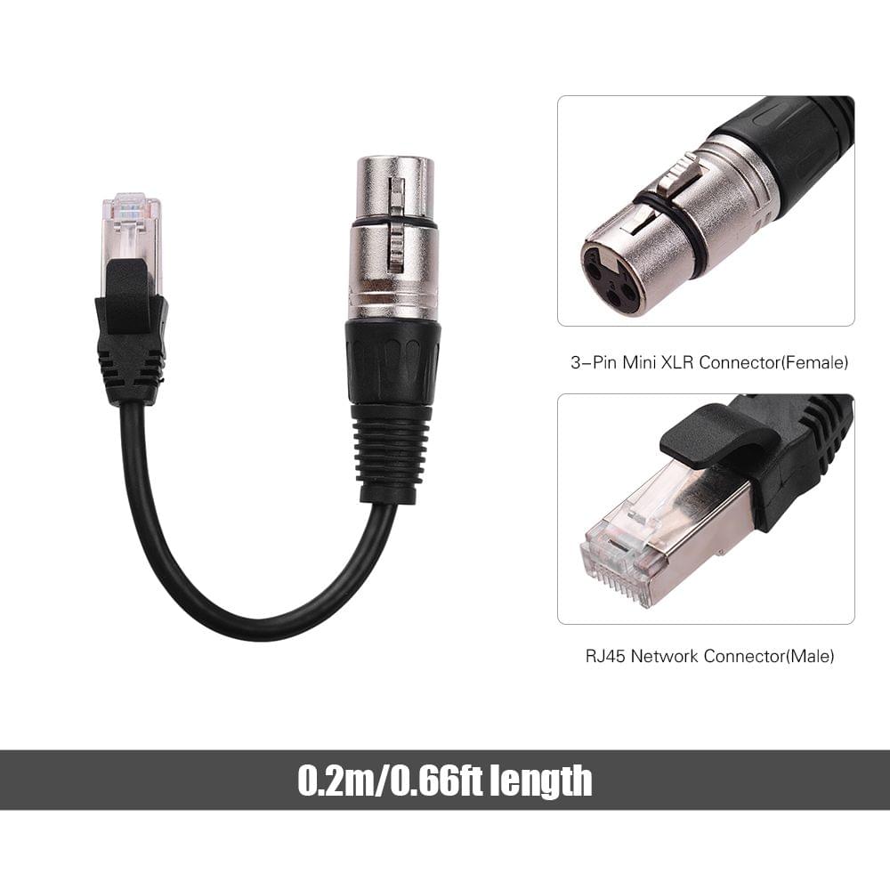 RJ45 Male Network Connector to 3-Pin Mini XLR Female - 0.2m
