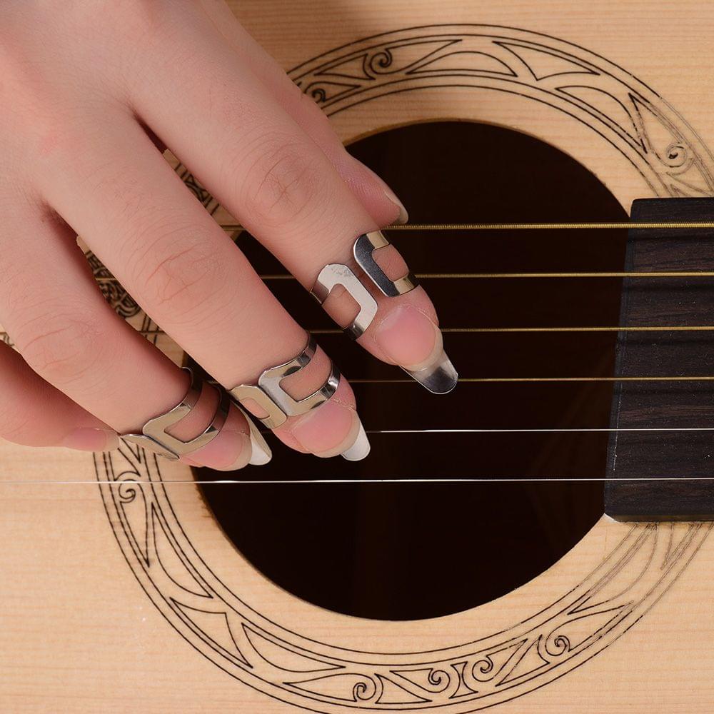 Guitar Finger Picks Adjustable Stainless Steel Plectrums
