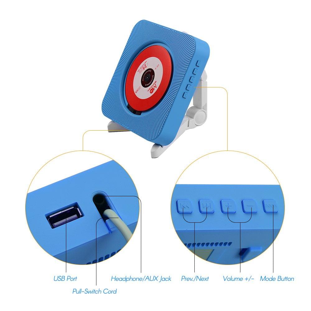 Portable Wall Mounted CD Player Music Amplifier Audio - EU Plug