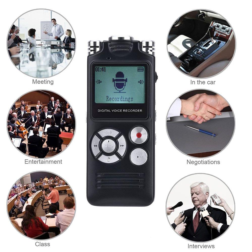 16GB Portable Digital Voice Recorder MP3 Music Player Dual - 16GB