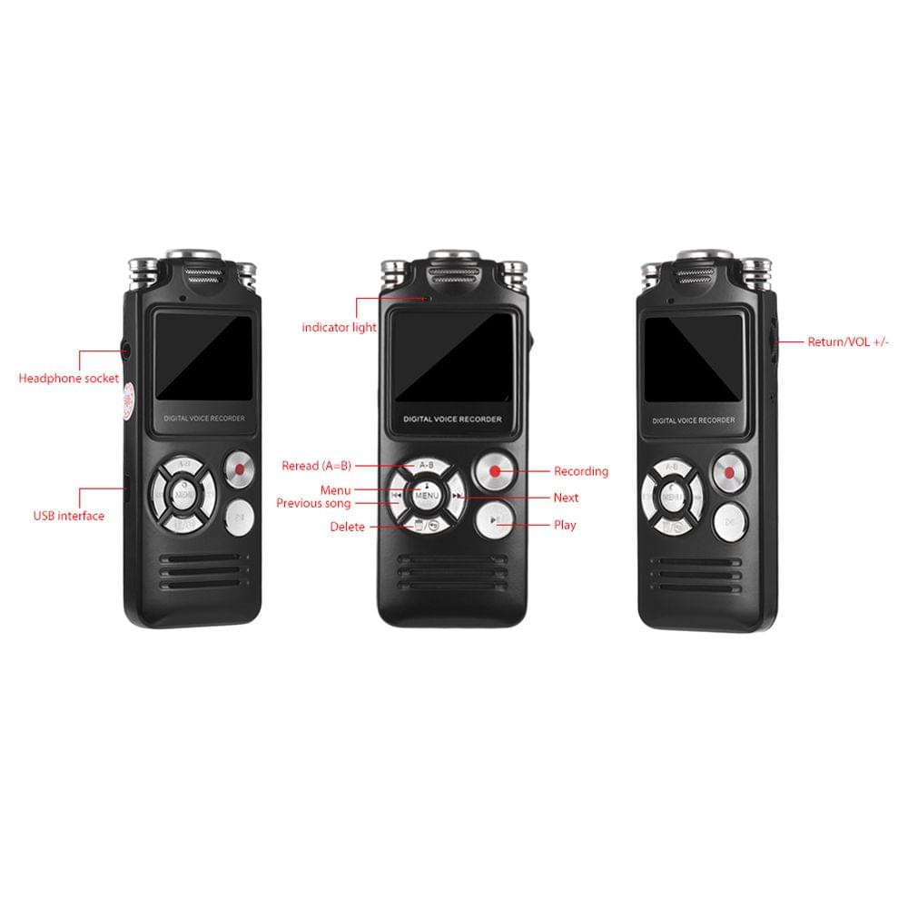 16GB Portable Digital Voice Recorder MP3 Music Player Dual - 16GB
