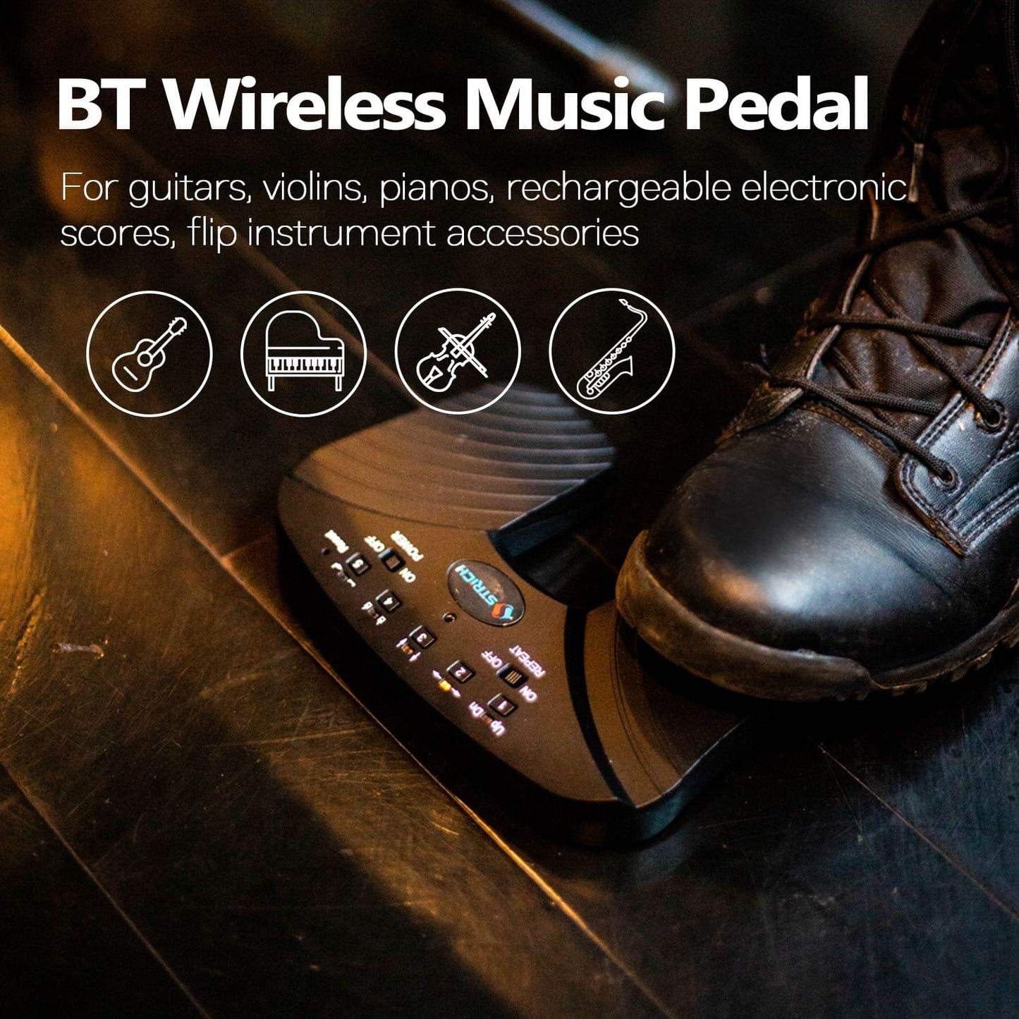 BT Page Turner Wireless Music Pedal for Guitar Violin Piano