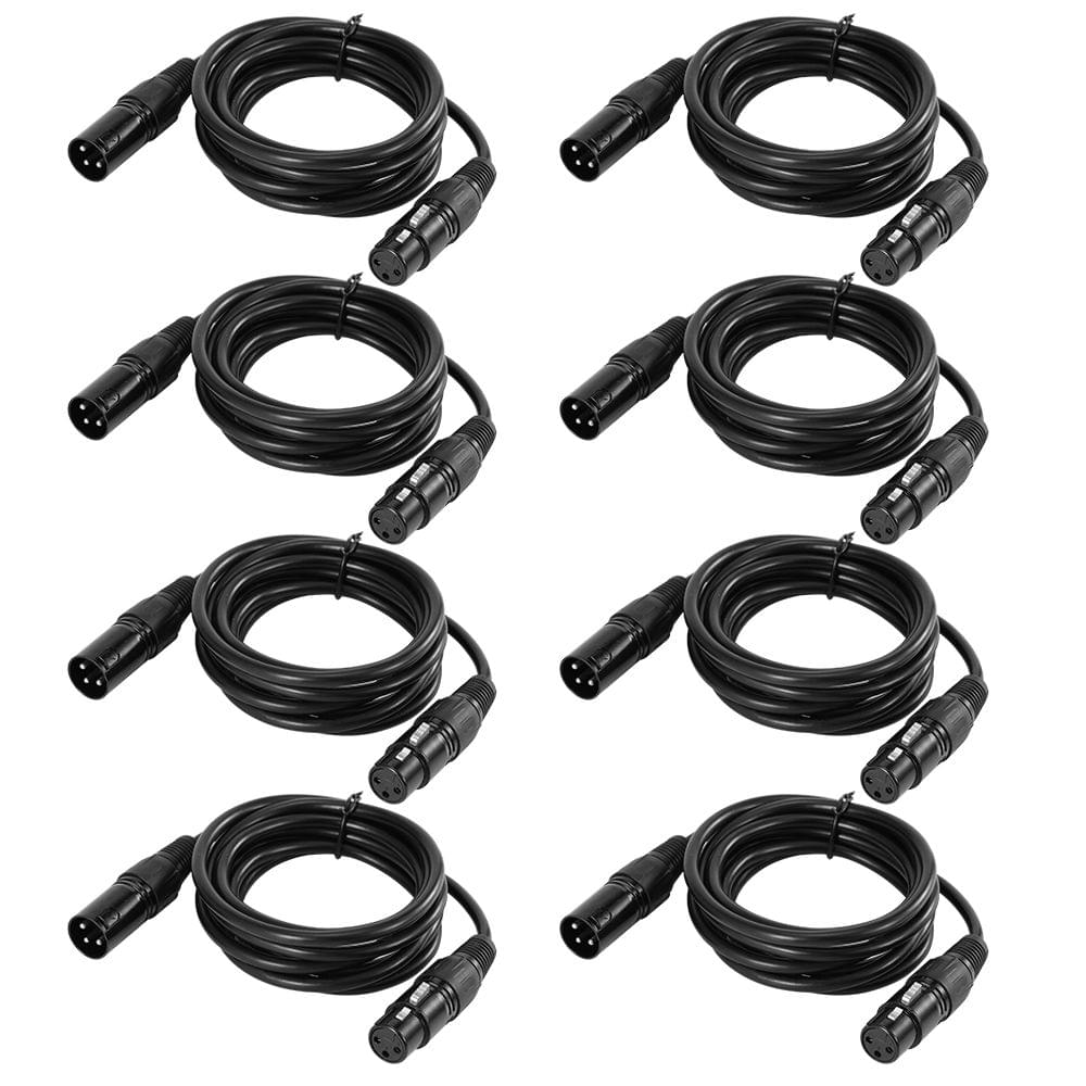 Uniqkart 2M/6.6ft XLR Cable DMX Stage Light Cable 3-Pin XLR - 2M & 8-pack