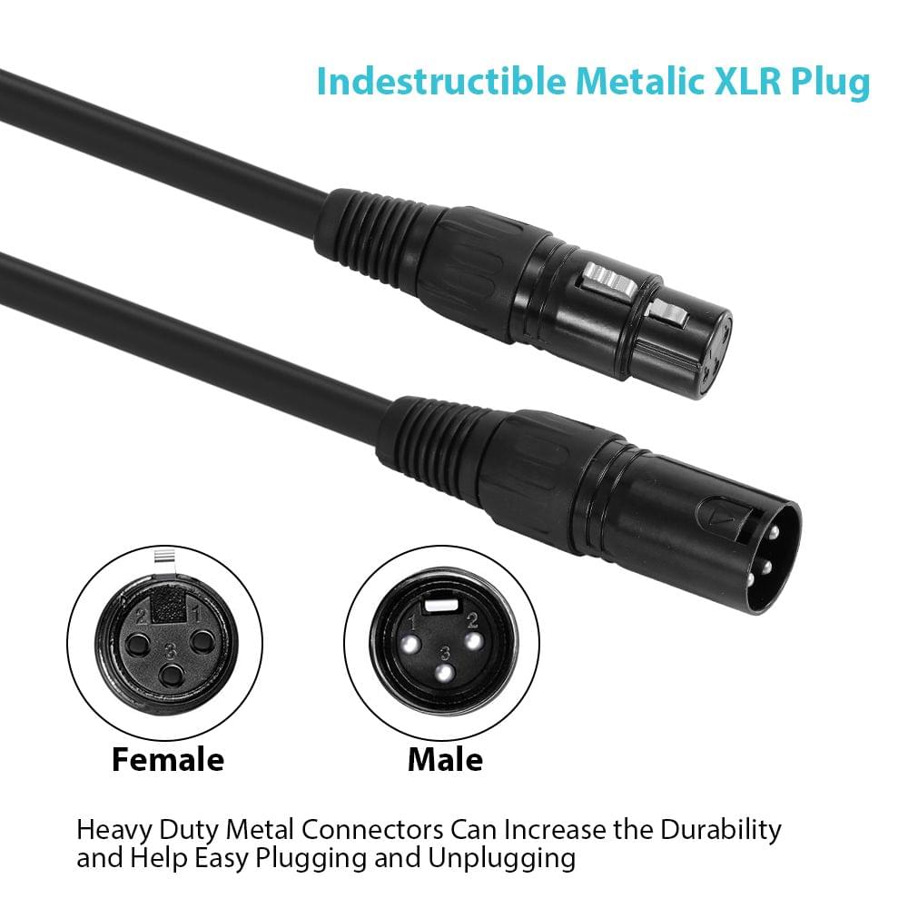 Uniqkart 2M/6.6ft XLR Cable DMX Stage Light Cable 3-Pin XLR - 2M & 4-pack