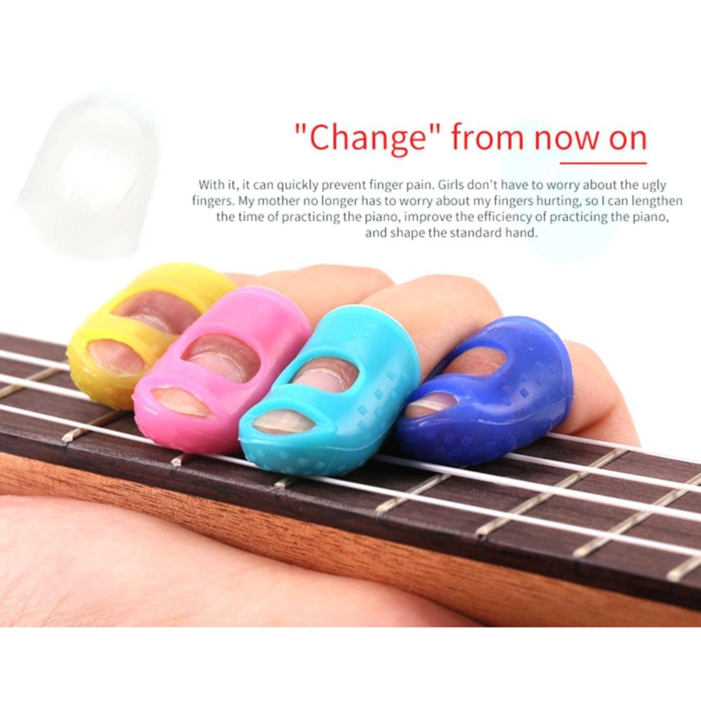 4pcs Finger Protectors Guitar Silica Gel Fingertip Caps for - 4pcs
