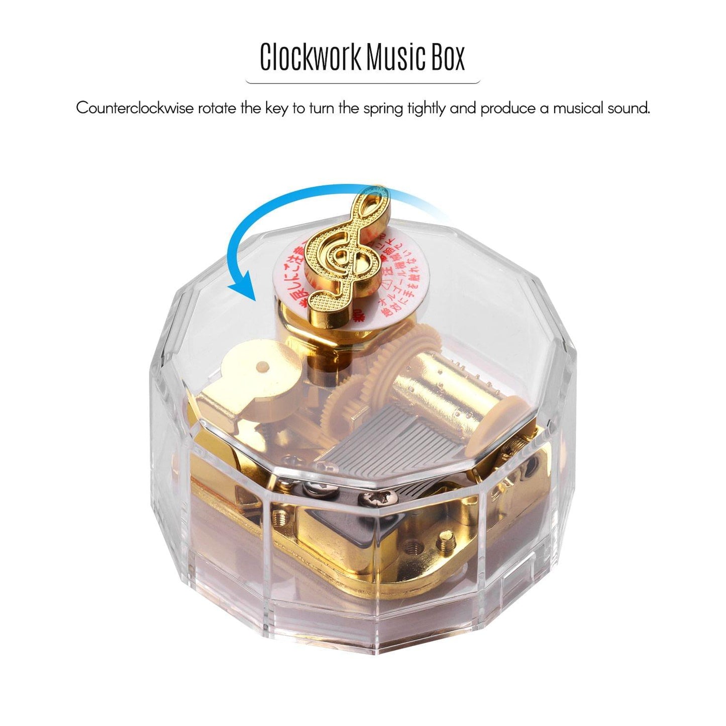 Dodecagon Transparent Acrylic Musical Box Counterclockwise