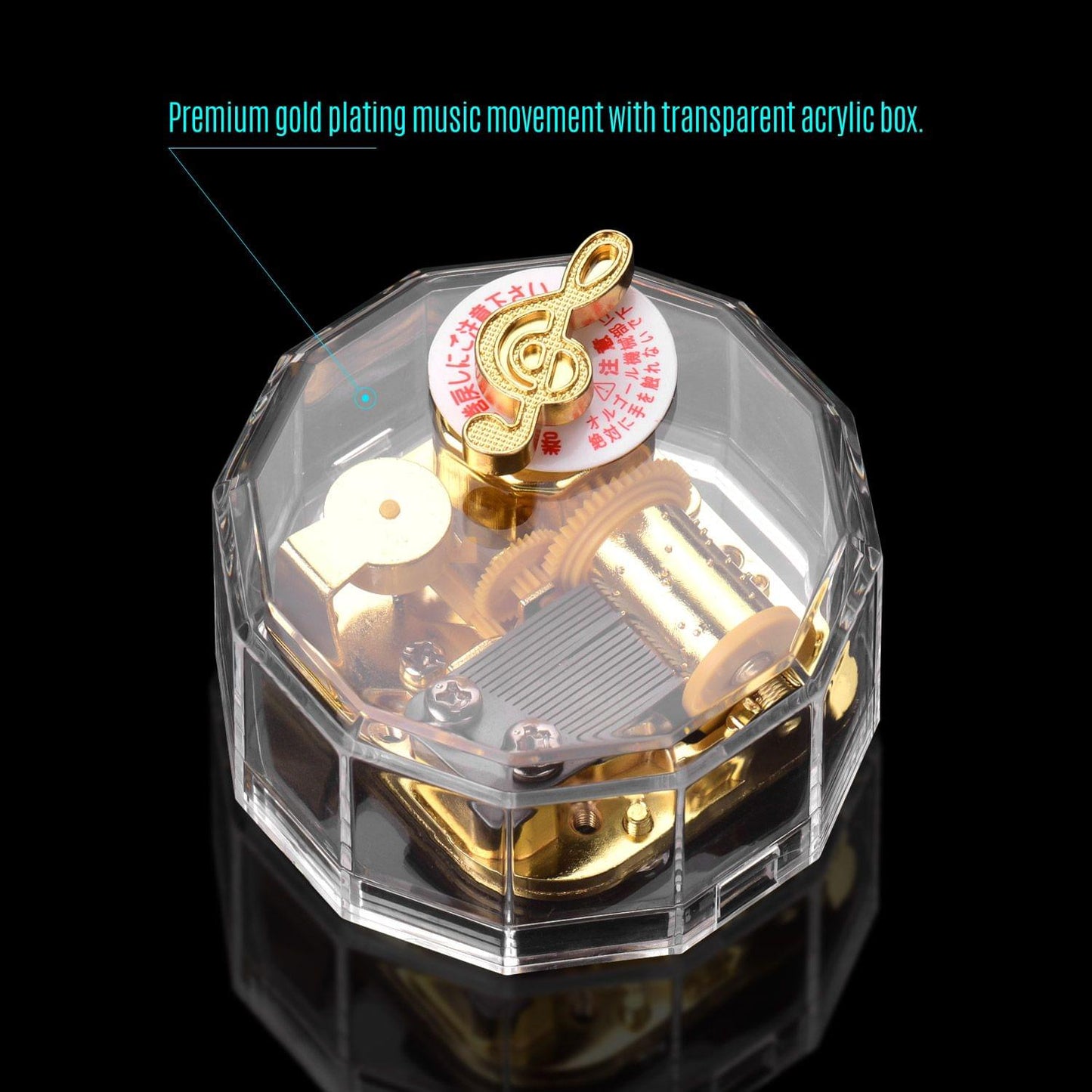Dodecagon Transparent Acrylic Musical Box Counterclockwise