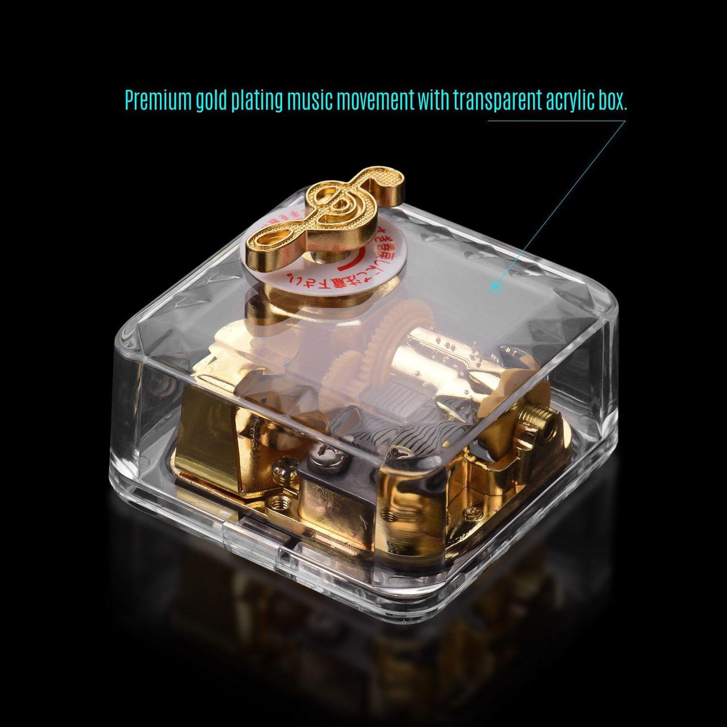 Square Transparent Acrylic Musical Box Counterclockwise