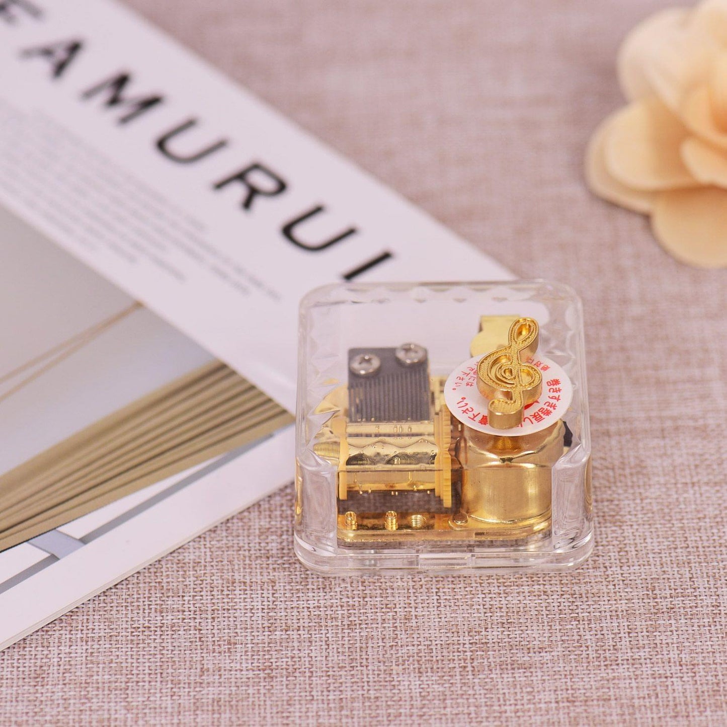 Square Transparent Acrylic Musical Box Counterclockwise