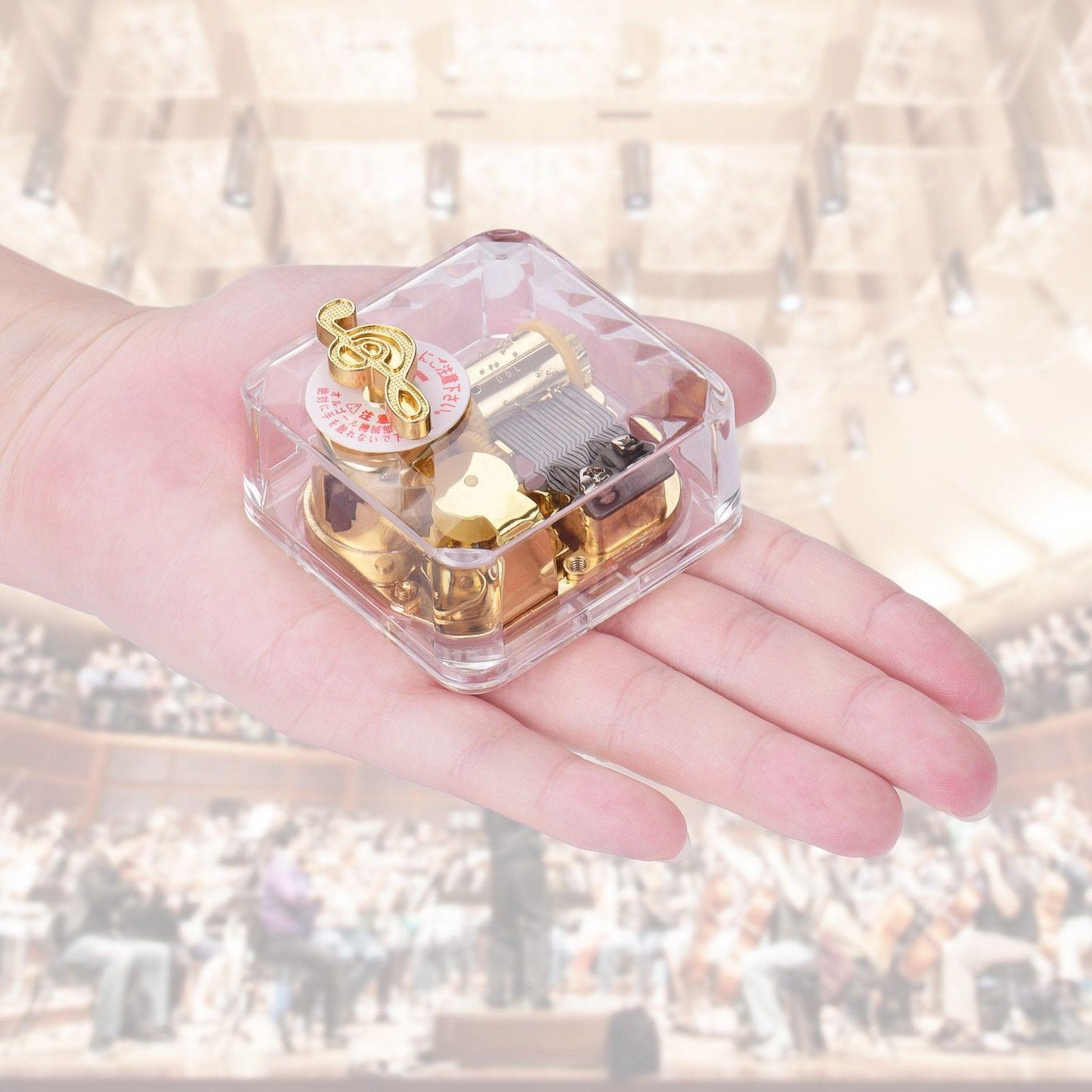 Square Transparent Acrylic Musical Box Counterclockwise