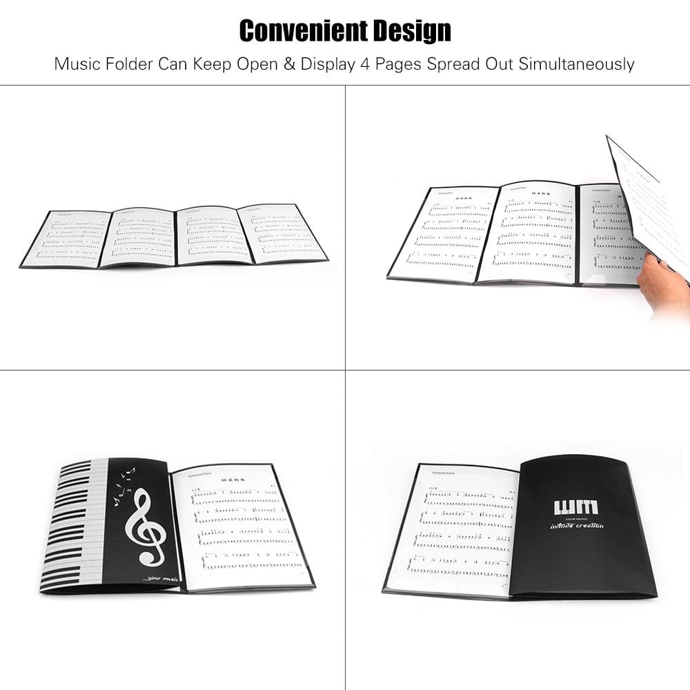 Black Sheet Music Folder A4 Size Storage Holder Binder for