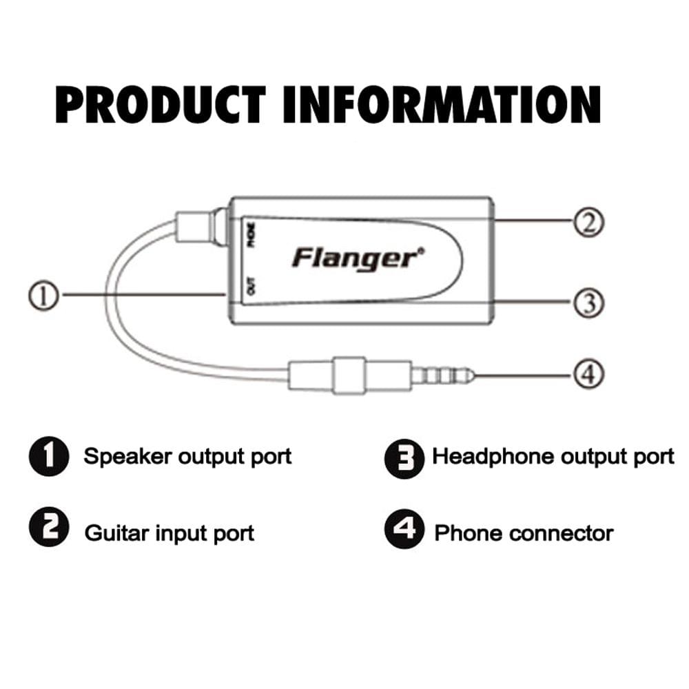 Converter Adapter for Cell Phone Phone to Guitar Bass Effect