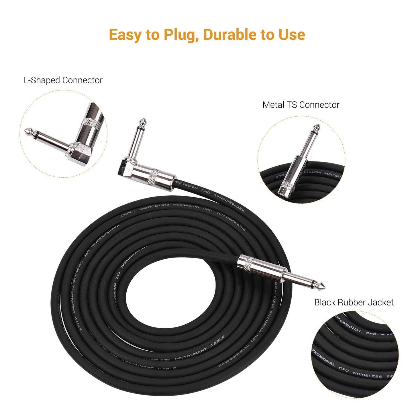 Ggiant ASC-21 Musical Instrument Cable Straigth to Right - 5m