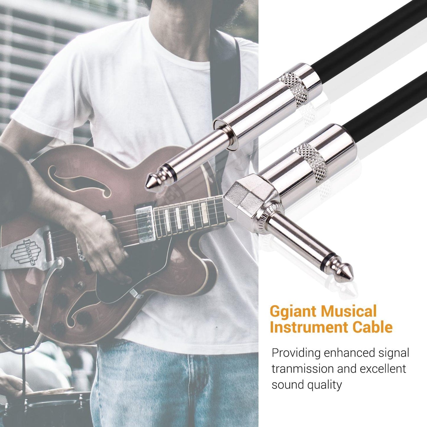 Ggiant ASC-21 Musical Instrument Cable Straigth to Right - 5m
