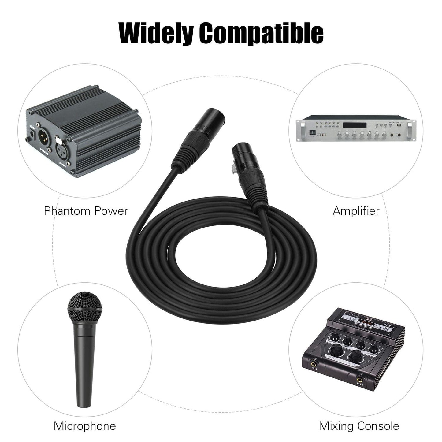 Ggiant Microphone Cable XLR Male to Female 3 Pin Connectors - 3m