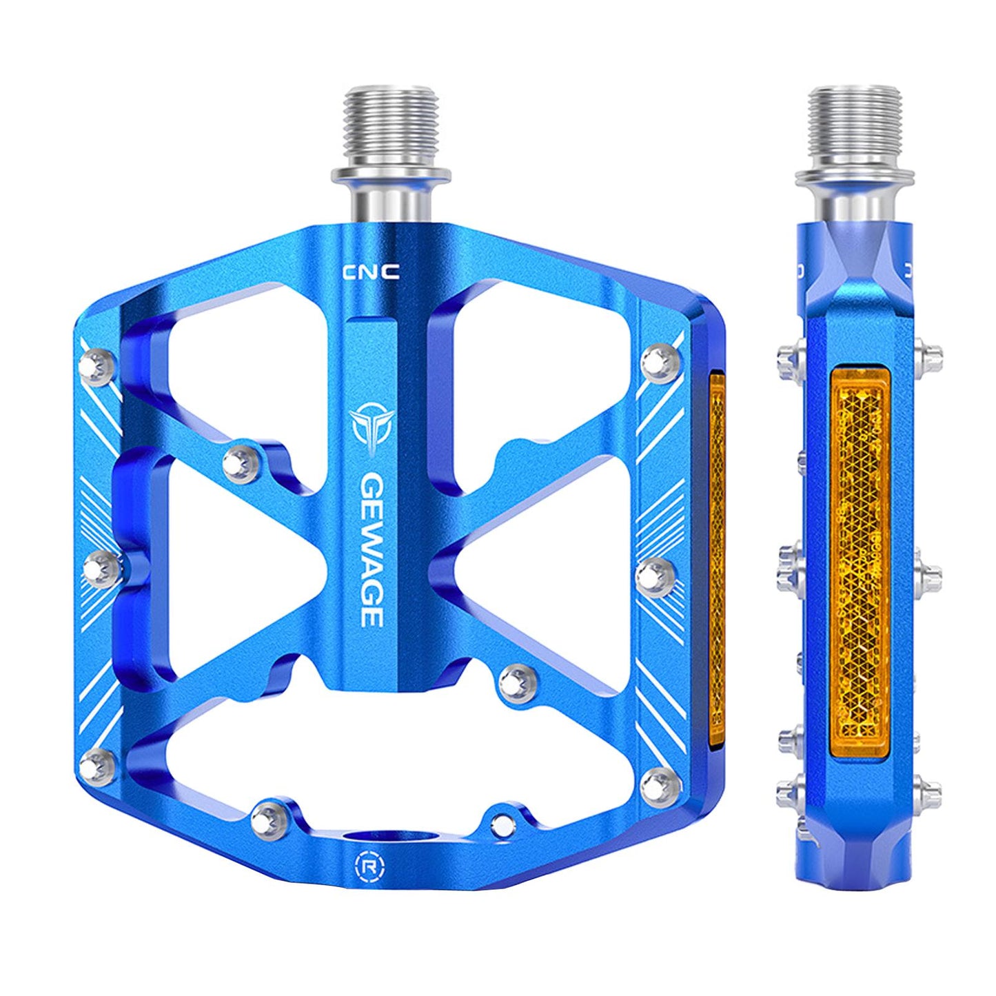 2Pc Mountain Bike Pedals Reflective Road MTB Bicycle Platform Blue