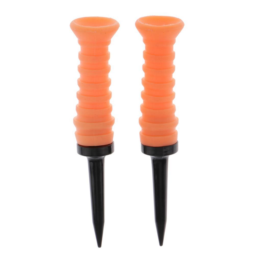 2 Pack Soft Plastic Golf Ball Tees Limit Resistance Elastic Ball Nail Orange