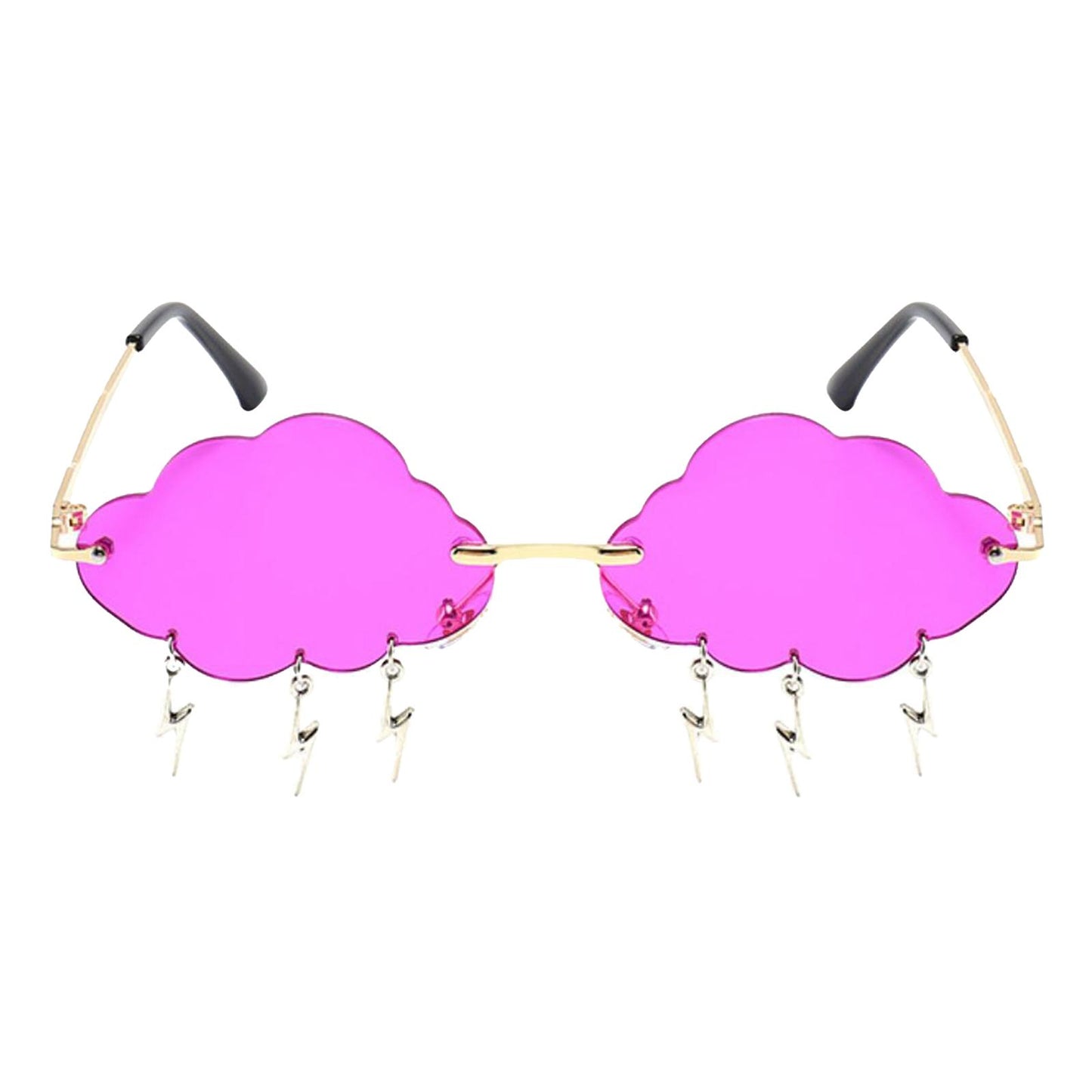 Cloud Sunglasses Lightning Tassel Pendants Colored Lens Eyewear Purple