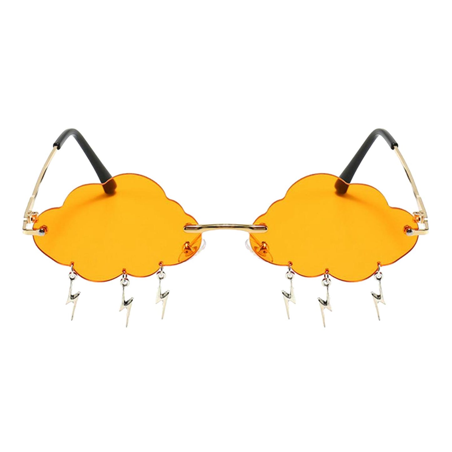 Cloud Sunglasses Lightning Tassel Pendants Colored Lens Eyewear Orange