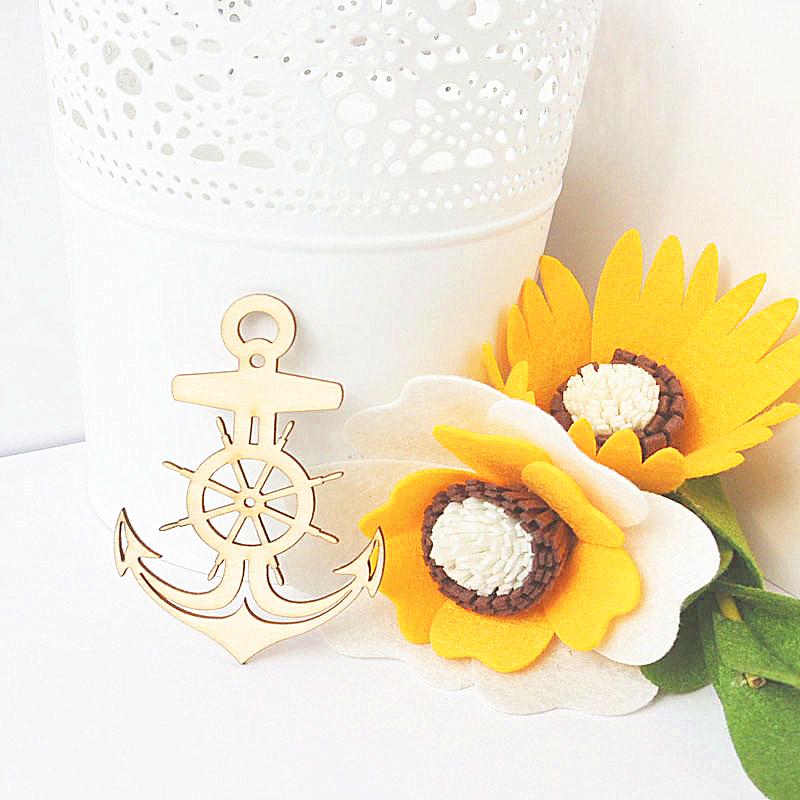 10pcs Unfinished Anchor Wooden Craft Shapes Craft supplies Cutout DIY