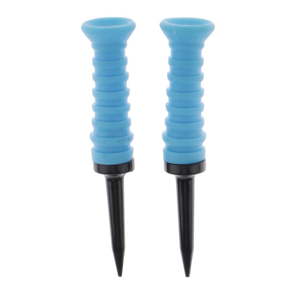 2 Pack Soft Plastic Golf Ball Tees Limit Resistance Elastic Ball Nail Blue