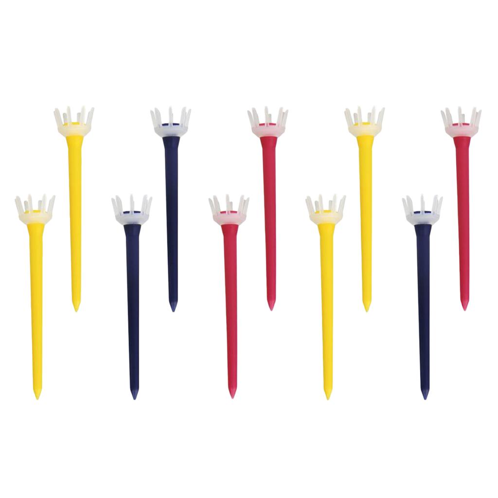 10pcs Premium PE Plastic Golf Tees Crown Claw Tee Replacement Assorted 80mm