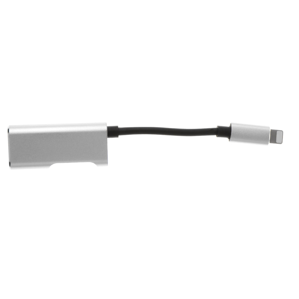 2 in 1 Audio Headphone Adapter Charging Cable for iPhone 7 7P 8 8P X Silver