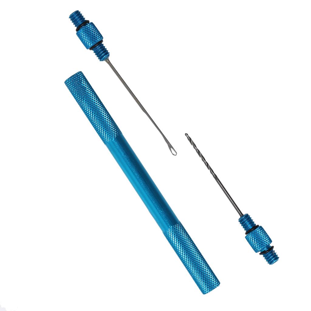 2pcs Aluminum Alloy Carp Fishing Rigging Bait Needle Latch Drill Set Blue