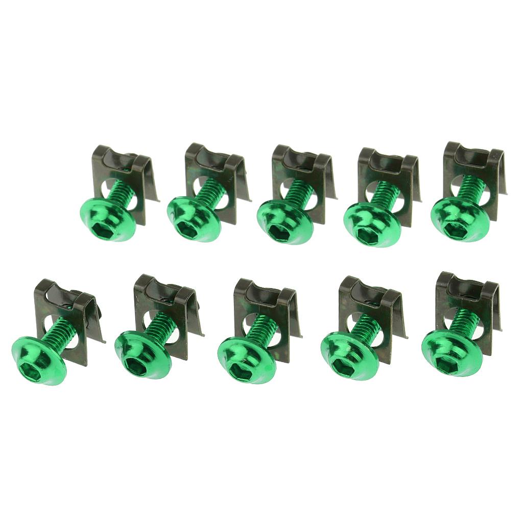 10 Piece Motorbike M6/6mm Body Fairing Bolts Fastener Clips for Honda Green
