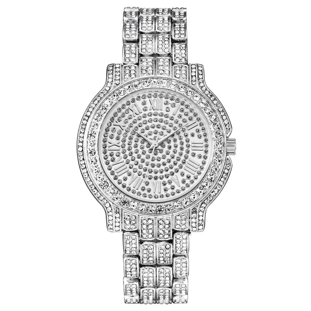 Women Fashion Diamond Alloy Band Quartz Watch Lady Luxury