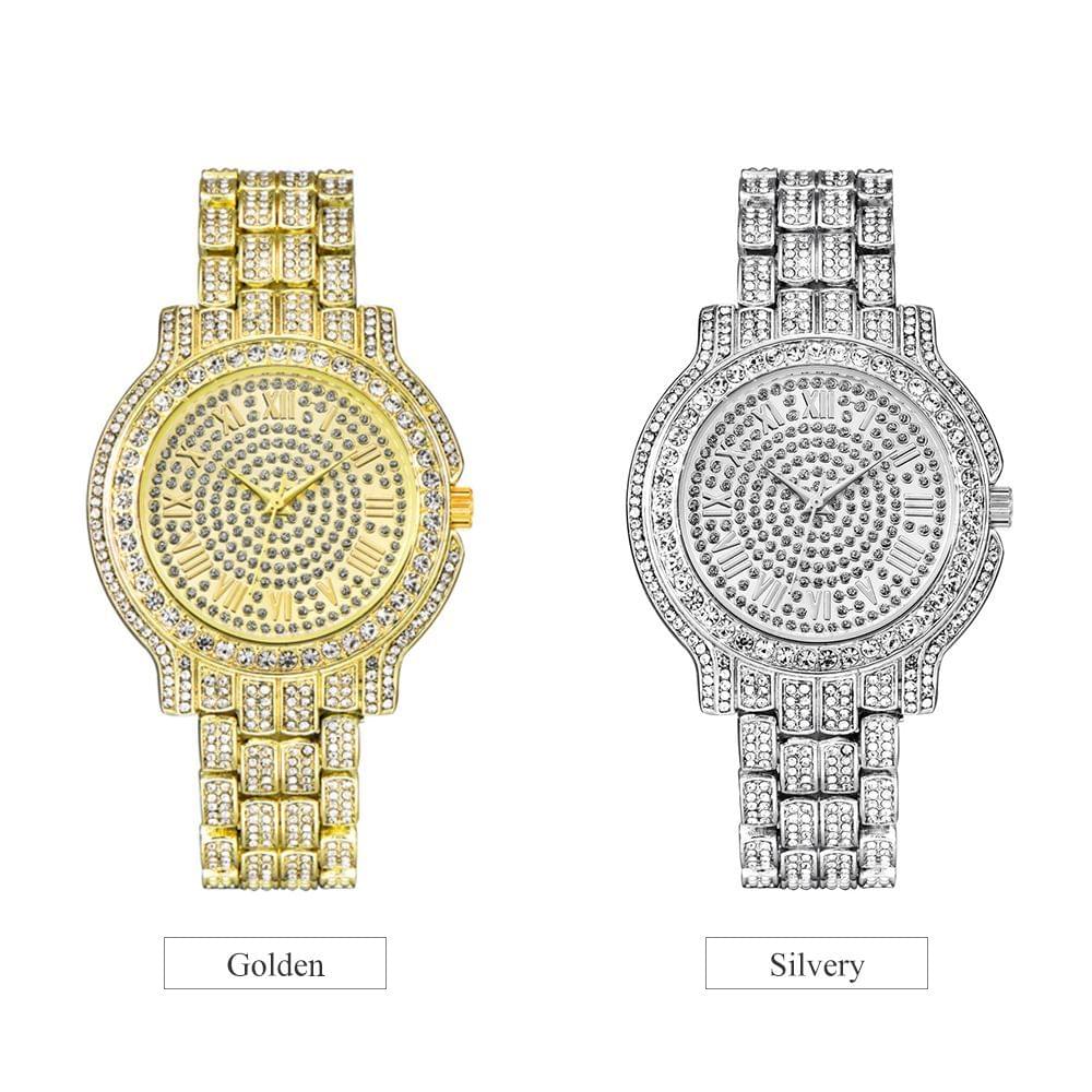 Women Fashion Diamond Alloy Band Quartz Watch Lady Luxury